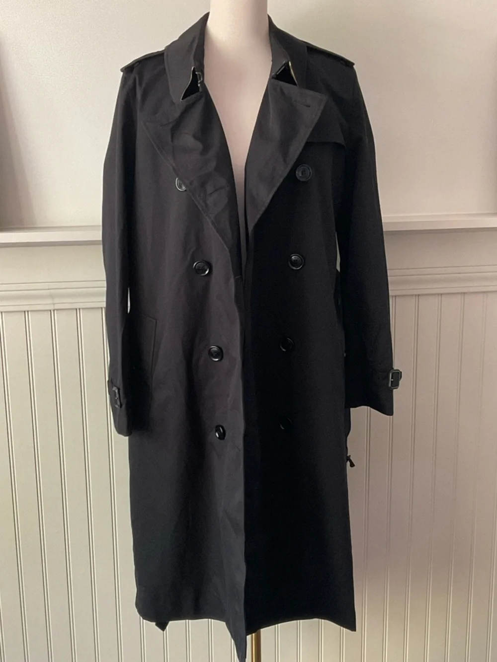 Burberry Kensington Trench Coat Black UK 14 US 12 Made in England Classic Belted - Picture 5 of 16